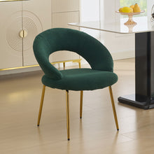Load image into Gallery viewer, Boucle Metal Curved Back Dining Side Chair - Green / Gold

