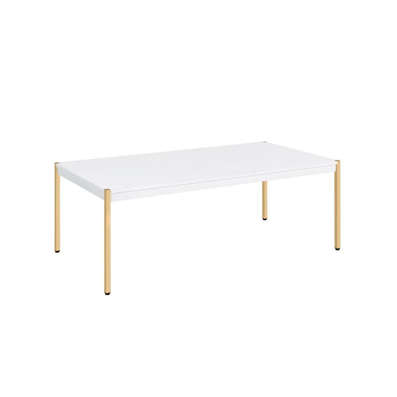 Manufactured Wood And Metal Rectangular Coffee Table - Gold And White