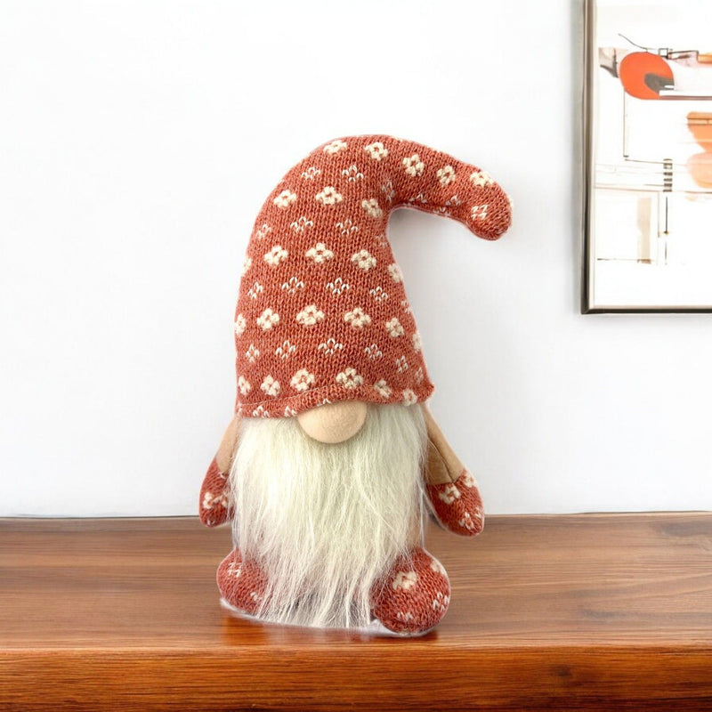 Fabric Christmas Santa Mrs. Claus Standing Gnome - Pink / White / Cream
