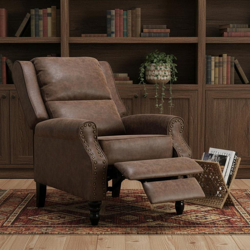 Faux Leather Manual Recliner (718720) - Brown