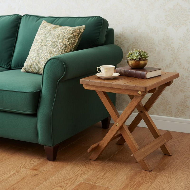12" Solid Wood Square End Table - Brown