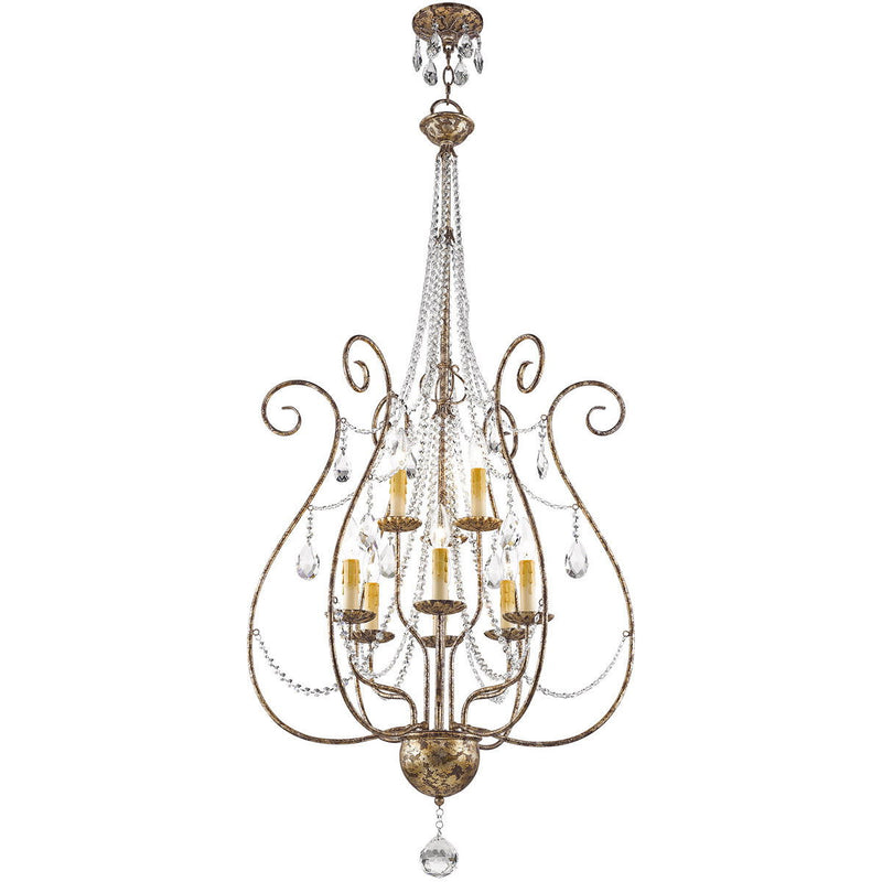 52" Nine Light Dimmable Chandelier With Shades - Bronze