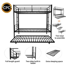 Load image into Gallery viewer, Twin Over Twin Metal Bunk Bed Frame with Trundle（Upgrade reinforcement version）
