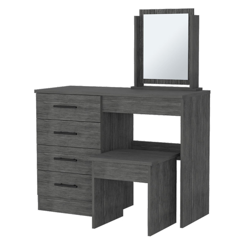 Mirrored Four Drawer Vanity Table - Gray
