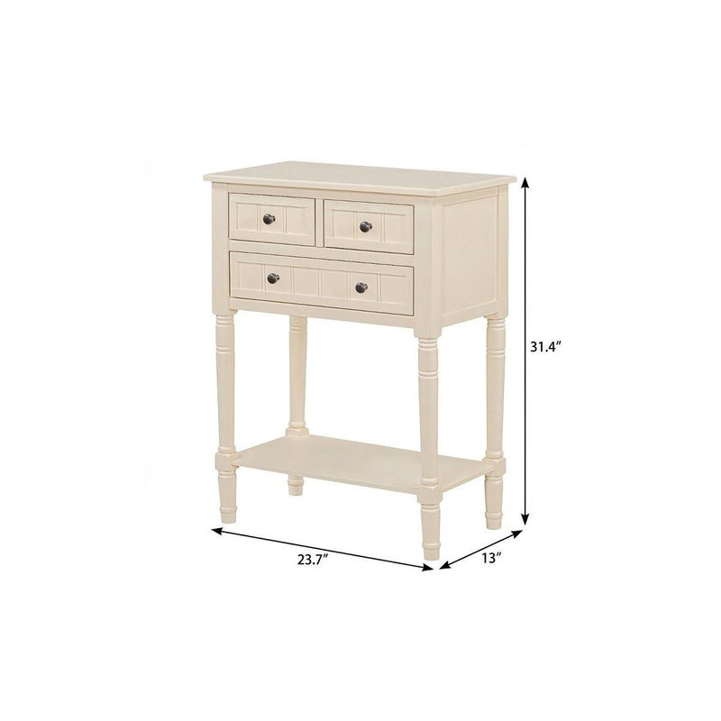 Console Table With Shelf Three Drawers - Beige
