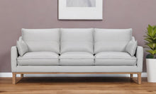 Load image into Gallery viewer, Leather Sofa And Toss Pillows With Brown Legs - Gray
