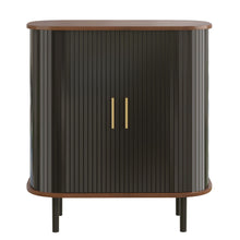 Load image into Gallery viewer, Fluted Wine Bar Cabinet With 8 Grid Wine Rack, 5 Level Adjustable Shelves, 2 Glass Holders
