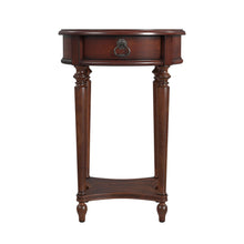 Load image into Gallery viewer, Distressed Wood Round End Table With Drawer And Shelf - Brown
