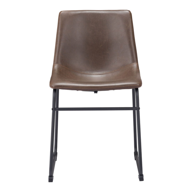 Upholstered Faux Leather Dining Side Chairs (Set of 2) - Espresso / Black
