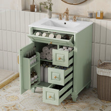 Load image into Gallery viewer, Freestanding Bathroom Vanity With Sink, 3 Drawers &amp; Flip-Out Drawer
