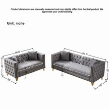 Load image into Gallery viewer, 3 And 2 Seater Deep Seat Sofa With Button Nailhead, Square Arm Couches, Furniture For Living Room - Gray
