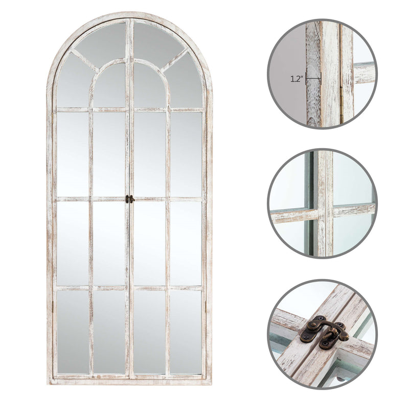 71" Wood Arch Framed Full Length Mirror - White