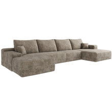 Load image into Gallery viewer, 135" 2 Piece Living Room Set Corduroy Modular Compression Foam Sofa With Ottoman Toss Pillows - Camel
