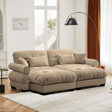 Load image into Gallery viewer, Modern Sectional Sofa With Ottoman, Round Bolster Armrests, Waist And Throw Pillows
