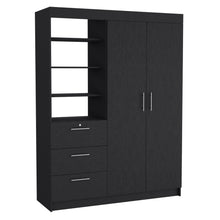 Load image into Gallery viewer, 79" Wood Two Door Three Drawer Combo Dresser - Black
