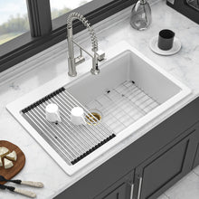 Load image into Gallery viewer, Granite Composite Quartz Kitchen Sink With Workstation Features And Drop In Design
