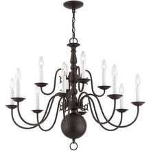 Load image into Gallery viewer, 26" Twelve Light Dimmable Chandelier With Shades - Bronze
