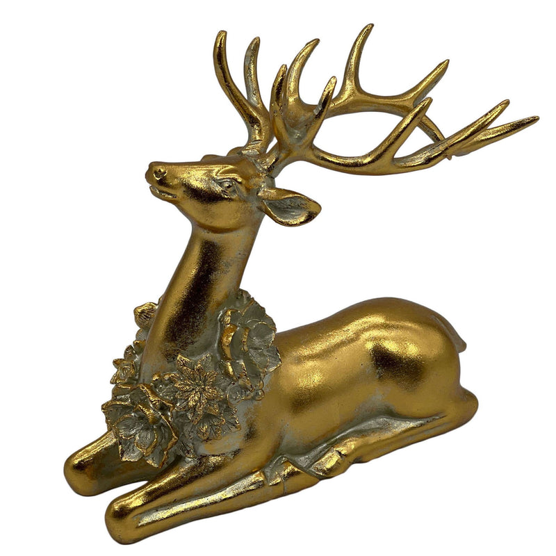 Reindeer Christmas Figurine Tabletop Sculpture - Gold
