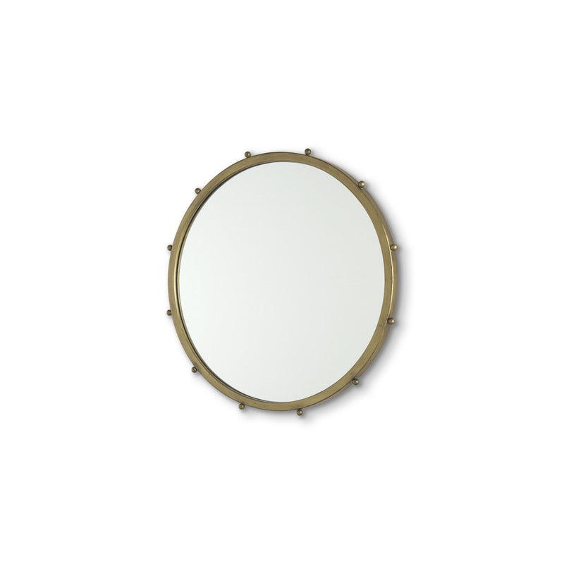 25" Metal Beaded Round Framed Accent Mirror - Gold