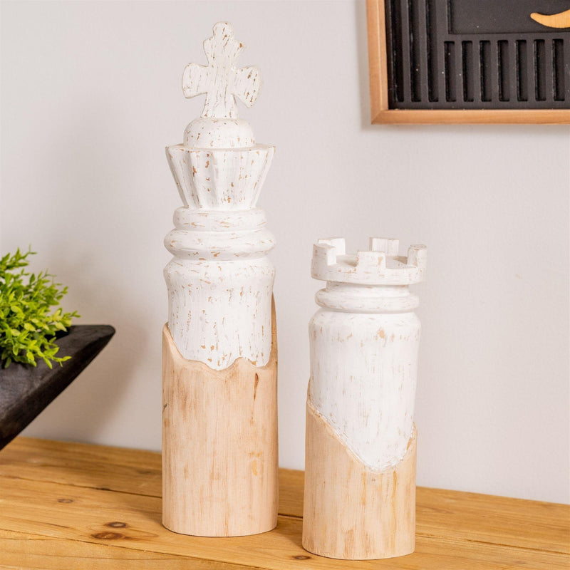 Wood Figurine (Set of 2) - White And Brown