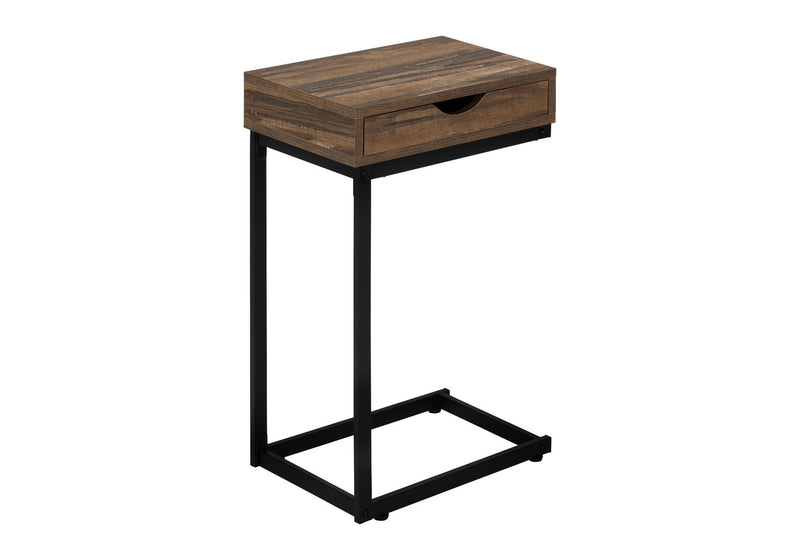 Faux Wood And Iron End Table With Drawer - Brown And Black