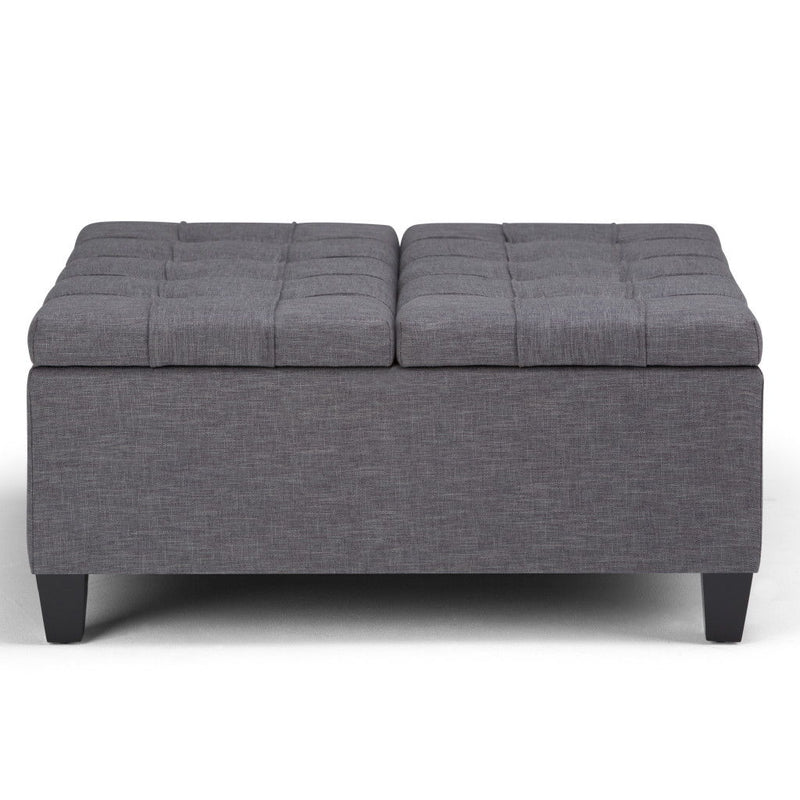 Cocktail Ottoman Fabric With Storage - Gray / Espresso