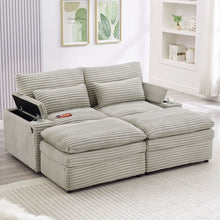 Load image into Gallery viewer, Loveseat Sofa Sectional Convertible With Storage And USB Ports - Gray

