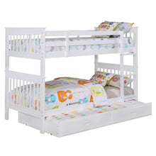 Load image into Gallery viewer, Slatted - Headboard Twin / Twin Bunk Bed With Built In Ladder Design - White
