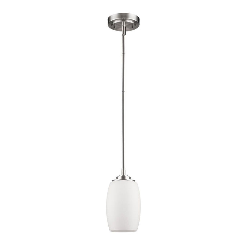 Hanging Light With Frosted Glass Shade - Silver