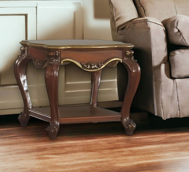 Solid Wood Square End Table With Shelf - Oak