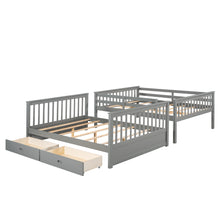 Load image into Gallery viewer, Full-Over-Full Bunk Bed with Ladders and Two Storage Drawers (Gray)(OLD SKU:LT000365AAE)
