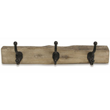 Load image into Gallery viewer, 19" Rustic Live Edge Wood Three Hook Wall Mount Coat Rack - Brown
