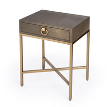 Load image into Gallery viewer, Shagreen Faux Leather End Table With Drawer - Gold
