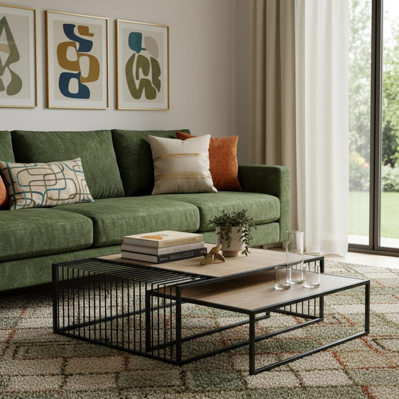 Square Frame Nested Coffee Tables (Set of 2) - Brown / Black