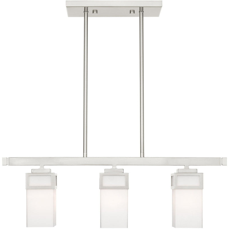 10" Three Light Dimmable Chandelier With Shades - Nickel