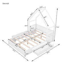 Load image into Gallery viewer, House Style Platform Bed With Guardrail And 2 Drawers
