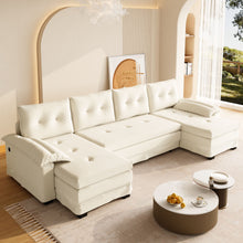 Load image into Gallery viewer, U-Shaped Sleeper Sofa With Pull Out Bed, Removable Armrests &amp; USB Ports For Living Room
