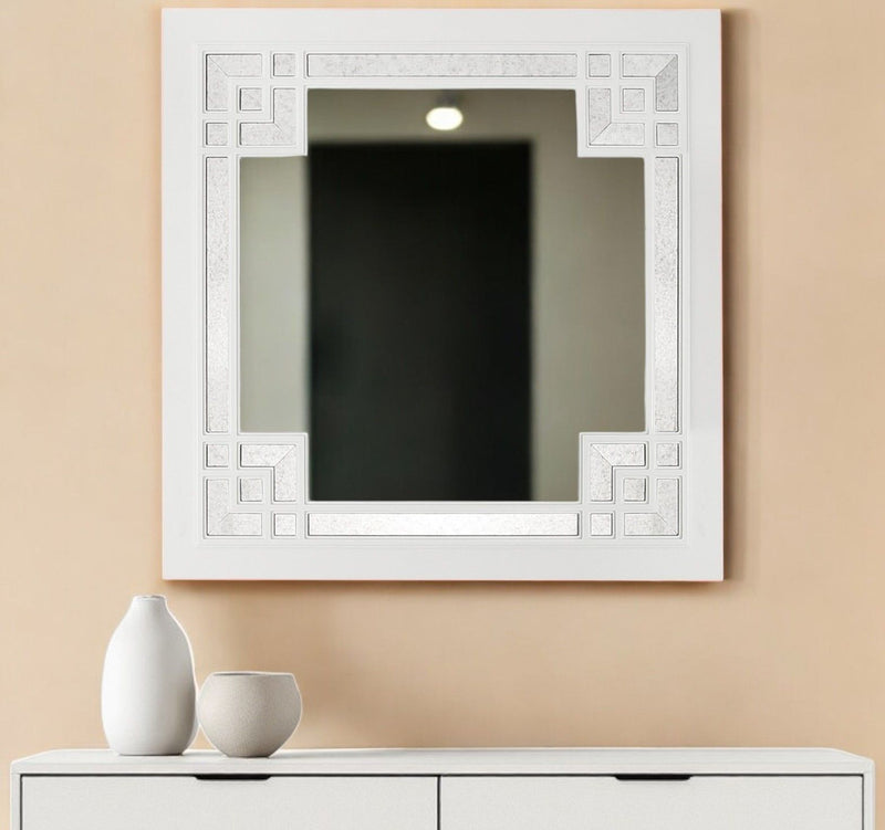 39" Square Accent Mirror - White