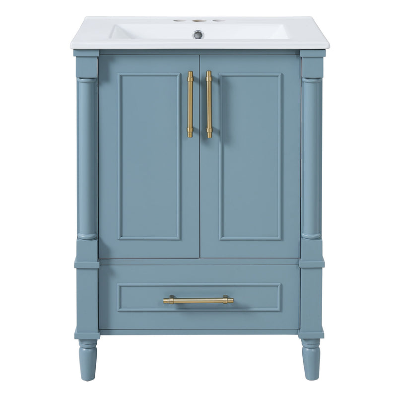 Bathroom Vanity With Ornate French Cylinder Legs, Soft Close Drawer