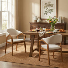 Load image into Gallery viewer, Indoor Upholstered Dining Armchair (Set of 2) - Beige / Teak
