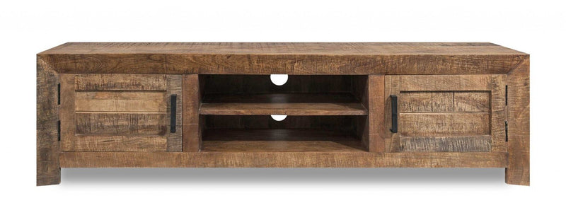 Solid Wood 2 Cabinet TV Stand And Media Console - Natural