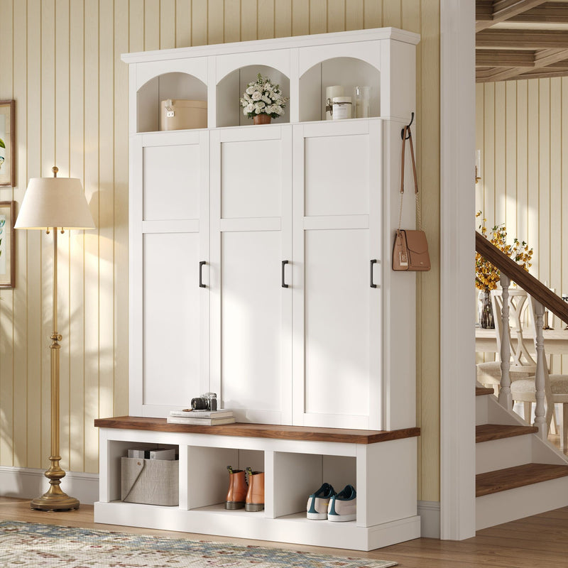 Classic Arched Design Hall Tree With 3 Hidden Storage