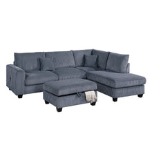 Load image into Gallery viewer, Modern Style Sectional Set With USB Port, Storage Ottoman
