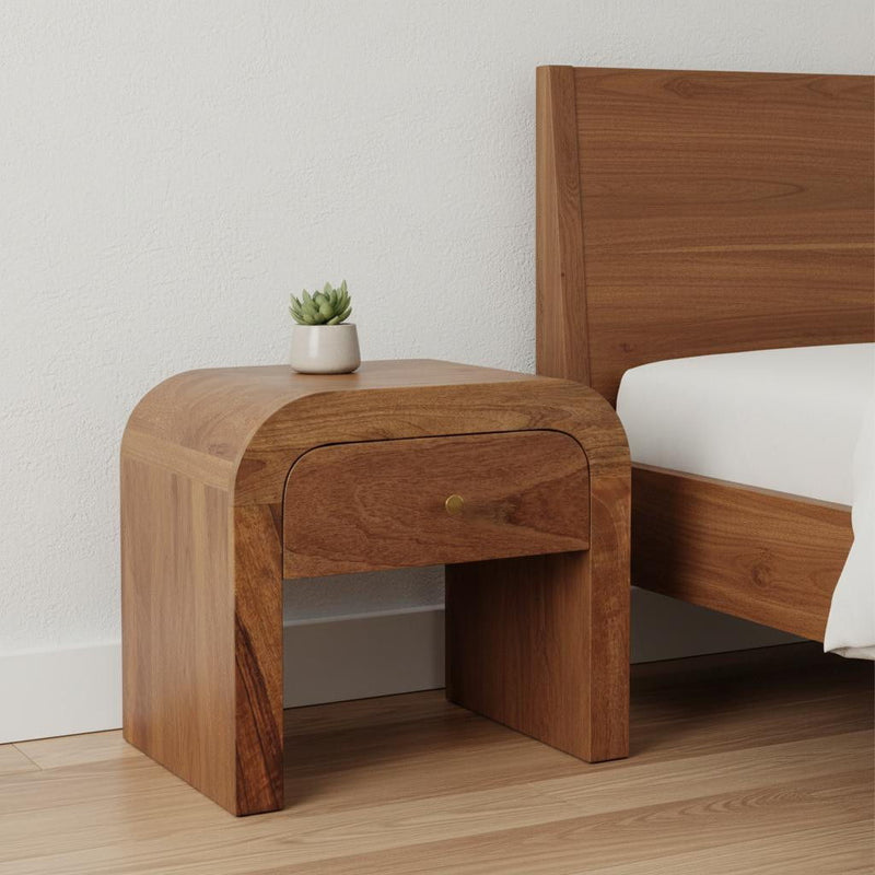 Solid Wood One Drawer Nightstand - Natural