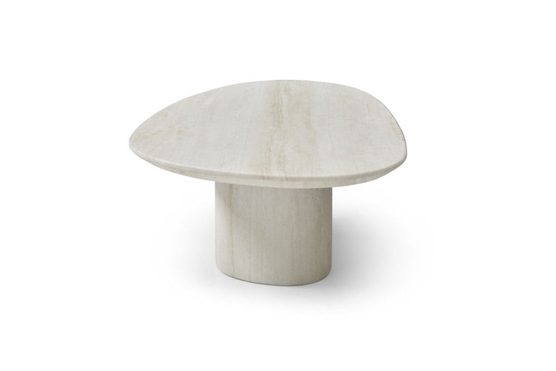 Marble Oval Pedestal Coffee Table - Beige
