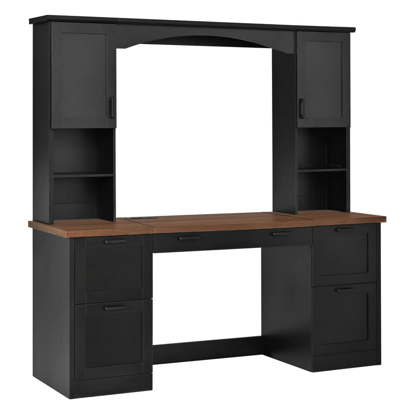 Farmhouse Computer Desk With Hutch