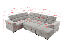 Load image into Gallery viewer, 123&quot; Modern U Shaped 7-seat Sectional Sofa Couch with Adjustable Headrest, Sofa Bed with Storage Chaise-Pull Out Couch Bed for Living Room ,Light Gray
