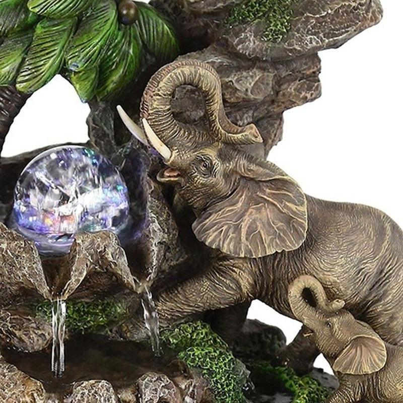 Poly Elephant Tabletop Fountain With Light - Gray