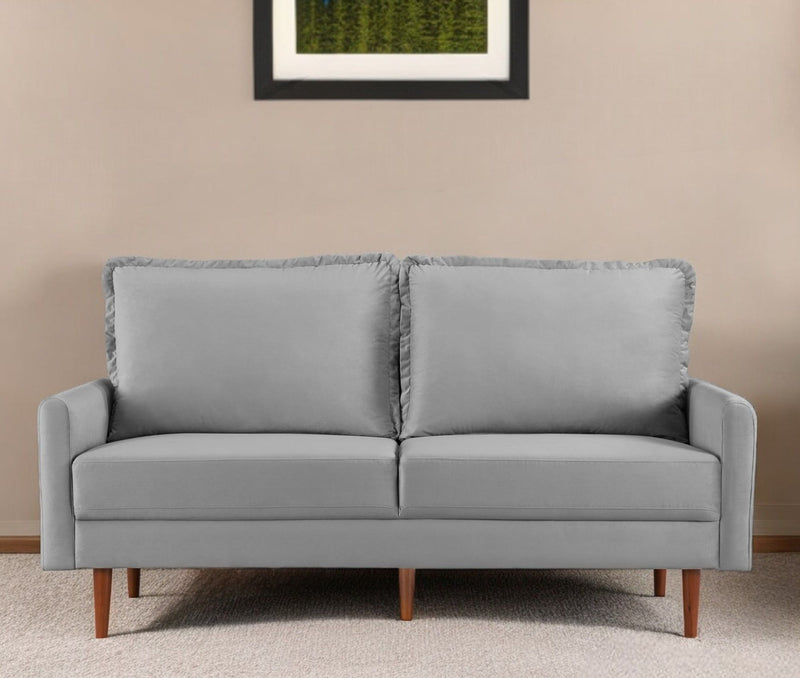 Sofa Velvet With Dark Brown Legs - Gray
