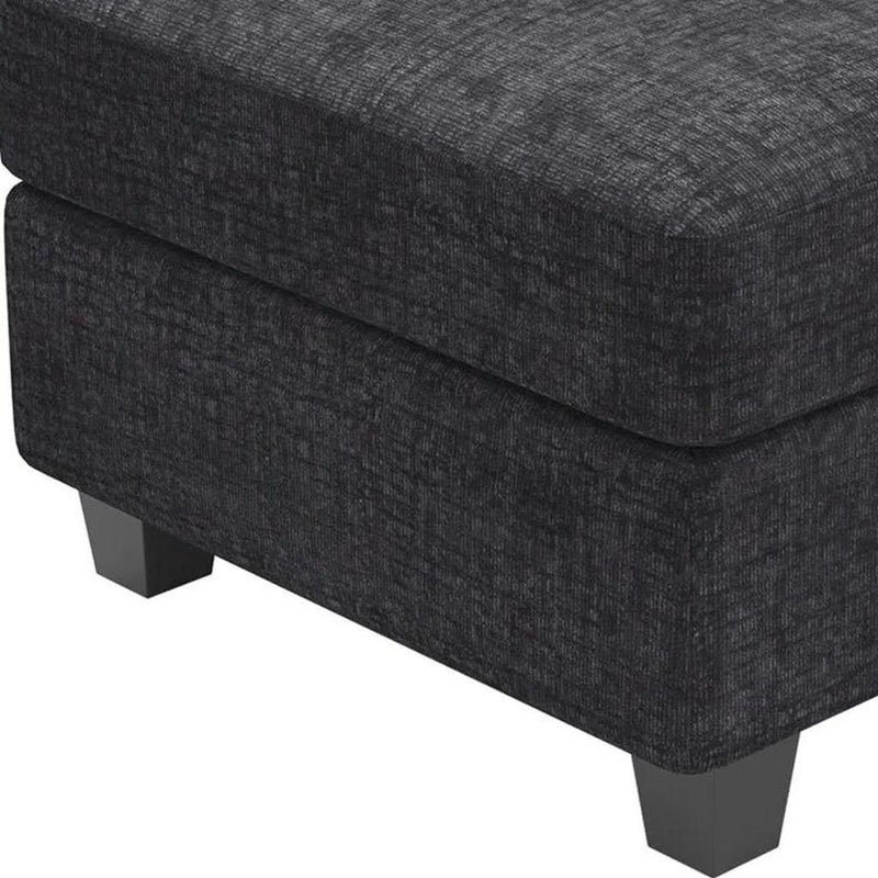 Chenille Storage Ottoman (714355) - Gray / Black